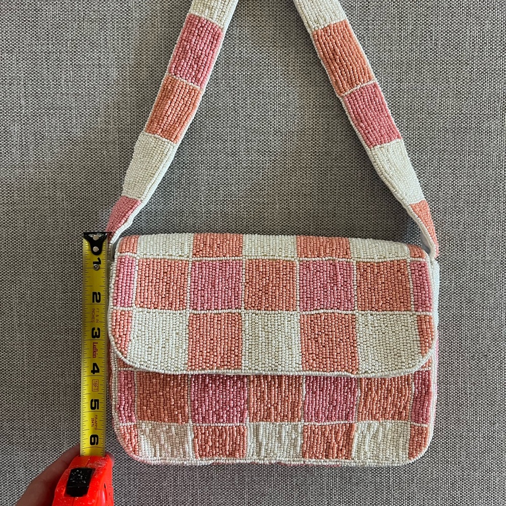 Altar'd State Pink, Orange, and Ivory Checkered Shoulder Bag